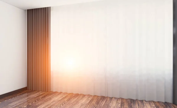 Blank room. 3D rendering. Sunset.