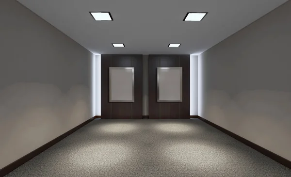 近代的なオフィス キャビネット 会議室 レンダリング 空の絵画 — ストック写真