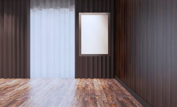 Blank room. 3D rendering. Empty paintings