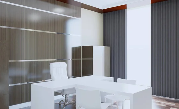 オープン スペースと会議室のようなオフィスのインテリア モックアップ レンダリング — ストック写真