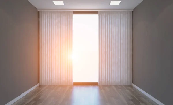 Blank room. 3D rendering.. Sunset