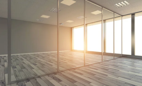 Empty interior. 3D rendering., Modern office Cabinet. Meeting room. 3D rendering., Sunset.