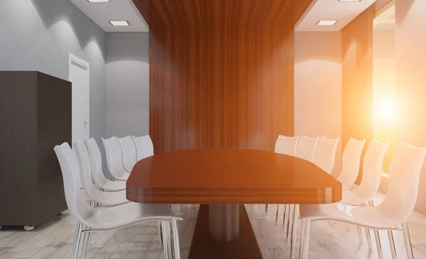 Modern Office Cabinet Meeting Room Rendering Sunset — Stock Photo, Image