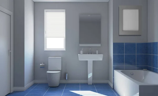 Bagno Moderno Con Ampia Finestra Rendering Immagine Vuota — Foto Stock