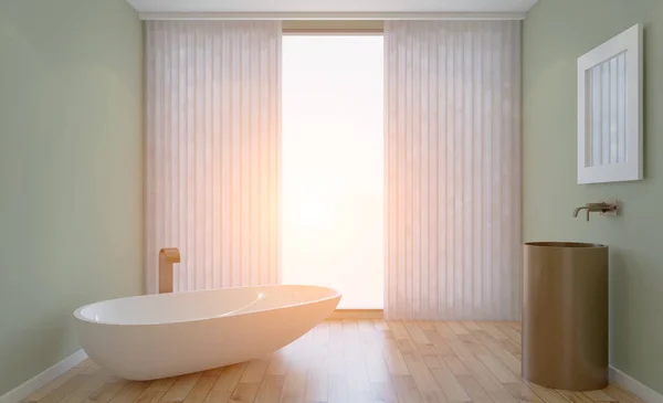 Scandinavian bathroom, classic  vintage interior design. 3D rendering.. Sunset