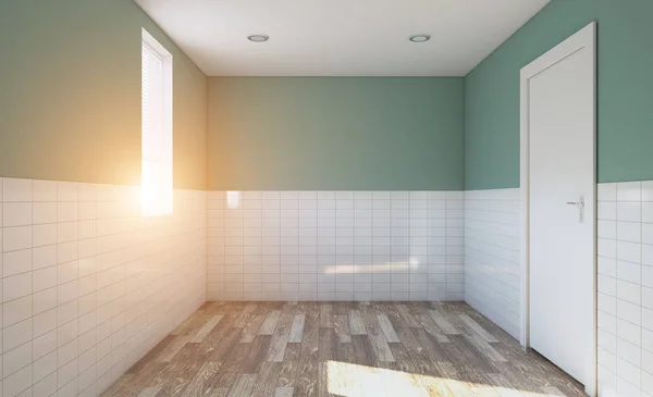 Cuarto Baño Moderno Con Ventana Grande Representación Luces Ventana — Foto de Stock