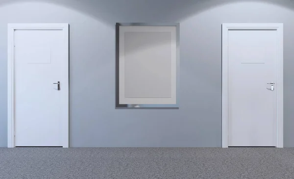 Zavřené Dveře Moderní Kanceláři Vykreslování Prázdný Obrázek — Stock fotografie