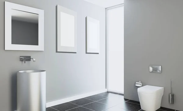 Baño Moderno Con Bañera Lavabo Representación Imagen Vacía — Foto de Stock