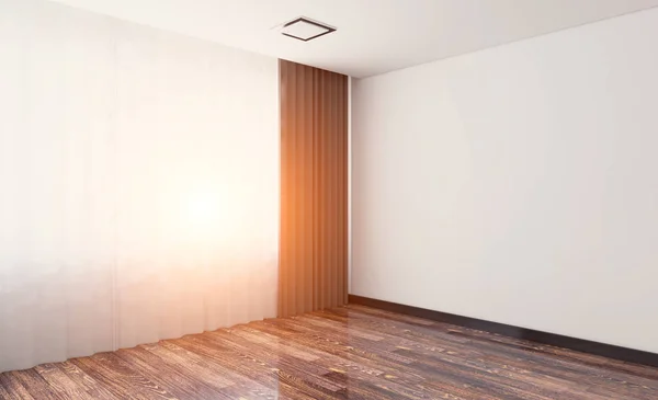 Blank room. 3D rendering. Sunset.