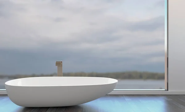 自然光で清潔で新鮮なバスルーム 3Dレンダリング — ストック写真