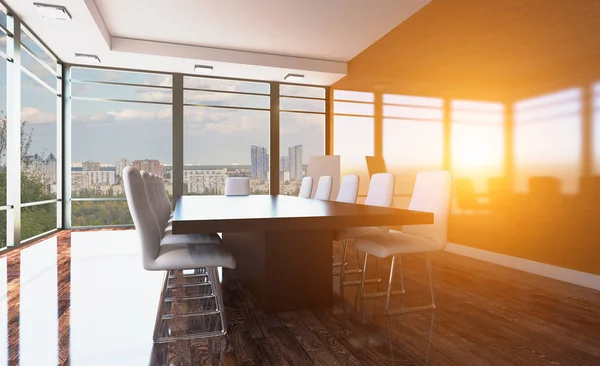 Sunset Modern meeting room. 3D rendering.