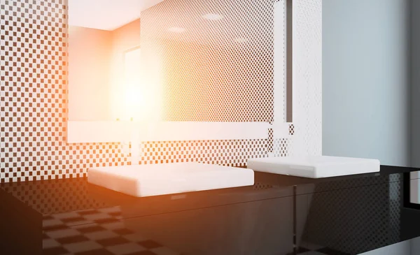 Soyut Tuvalet Banyo Arka Plan Için Render Günbatımı — Stok fotoğraf