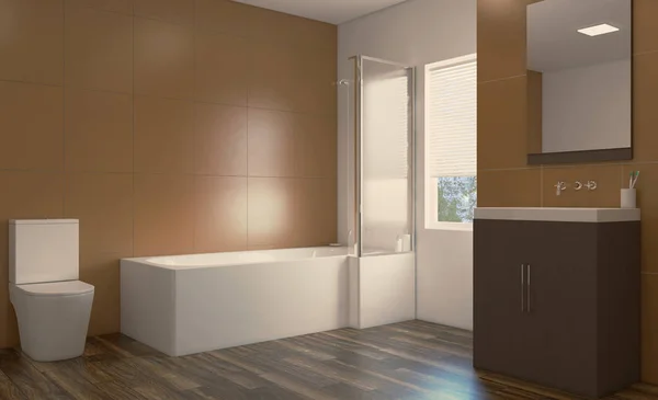 自然光で清潔で新鮮なバスルーム 3Dレンダリング — ストック写真