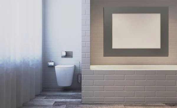 Blank Paintings Mockup Bathroom Interior Bathtub Rendering — Stock Photo, Image