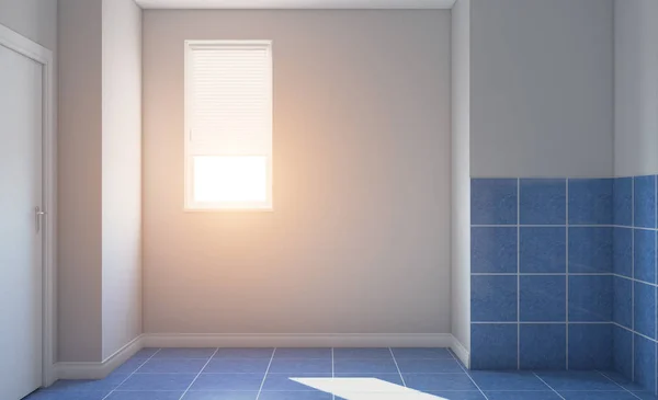 Modern Banyo Büyük Pencere Ile Boş Render — Stok fotoğraf