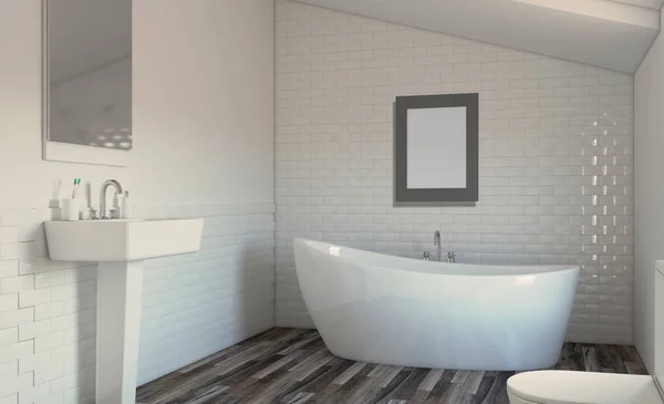 Banheiro Moderno Incluindo Banheira Pia Renderização — Fotografia de Stock