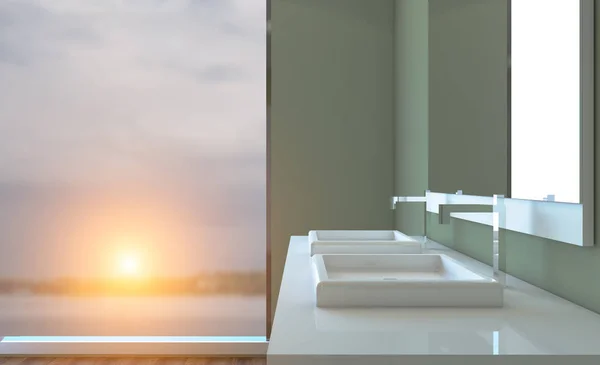 Abstract Toilet Bathroom Interior Background Rendering Sunset — Stock Photo, Image
