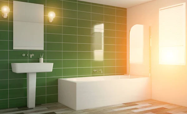 Bagno Pulito Fresco Con Luce Naturale Rendering Tramonto — Foto Stock