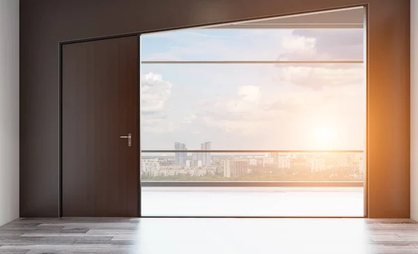 Moderner Büroschrank Besprechungsraum Darstellung Sonnenuntergang Innenraum Leer — Stockfoto