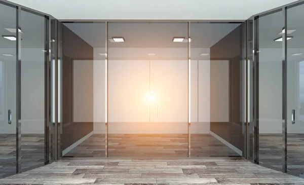 Empty Modern office Cabinet. Meeting room. 3D rendering.. Sunset