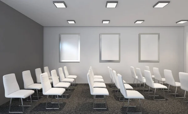 Gabinete Oficina Moderno Sala Reuniones Representación Pinturas Blanco — Foto de Stock