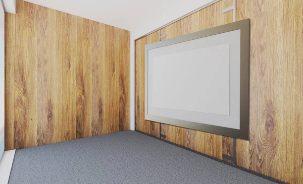 Ein Leeres Büro Mit Holzwänden Und Einem Großen Fenster Unternehmenshintergrund — Stockfoto