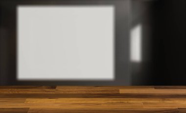 boş ahşap masa. Döşeme. Mozaik Duvarlar, Modern banyo ile