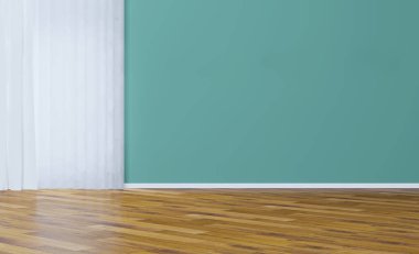 Huş duvarları ve büyük bir pencere ile boş iç. dekoratif v