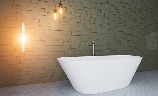bathroom in an empty room, green walls of wooden panels, antique