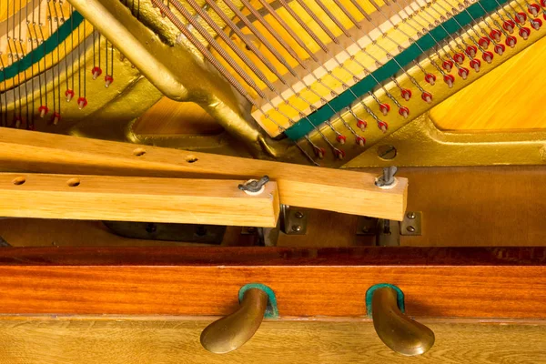 Nahaufnahme Der Internen Anordnung Des Klassischen Klaviers — Stockfoto