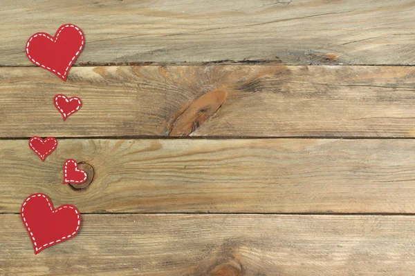 Corazones Papel Rojo Sobre Fondo Madera Día San Valentín Copiar — Foto de Stock