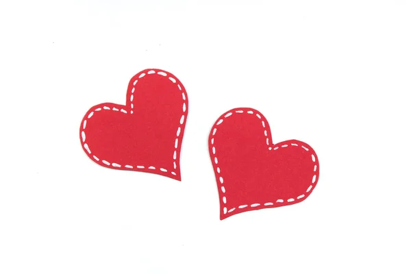 Rood Papier Harten Geïsoleerd Een Witte Achtergrond Aftelkalender Voor Valentijnsdag — Stockfoto