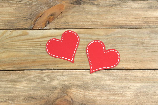 Corazones Papel Rojo Sobre Fondo Madera Día San Valentín Copiar — Foto de Stock