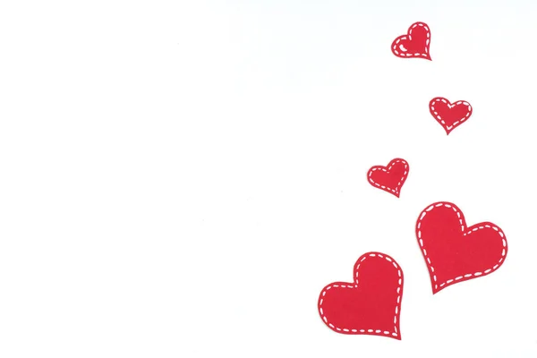 Corazones Papel Rojo Aislados Sobre Fondo Blanco Día San Valentín — Foto de Stock