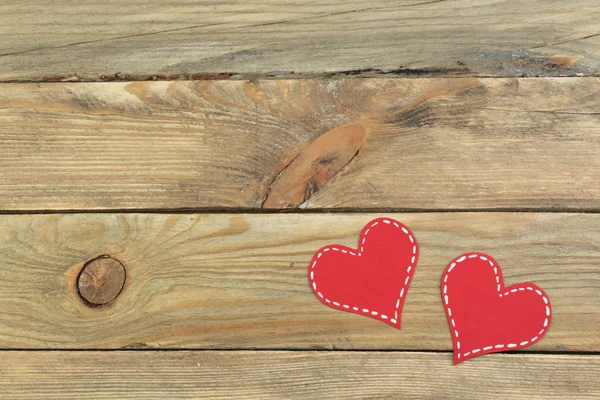 Corazones Papel Rojo Sobre Fondo Madera Día San Valentín Copiar — Foto de Stock