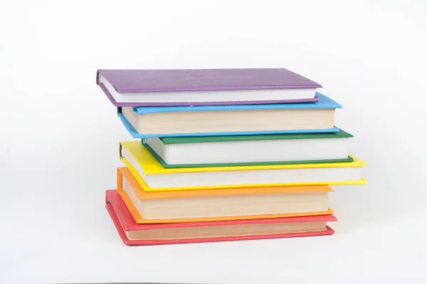 Book Stacking Open Book Hardback Books White Background Back School — Stock Photo, Image