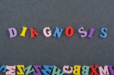 Kara tahta arkaplanındaki kelime renkli alfabe bloklu tahta harflerden oluşmuş, reklam metinleri için kopyalama alanı. İngilizce öğrenme kavramı