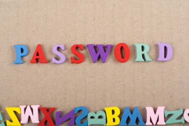 Ahşap arkaplan ile ilgili kelime renkli alfabe bloğu tahta harflerden oluşmuş, reklam metinleri için kopyalama alanı. İngilizce öğrenme kavramı