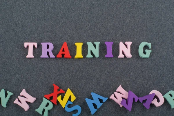 Training Word Black Board Background Composed Colorful Abc Alphabet Block — Stock Photo, Image