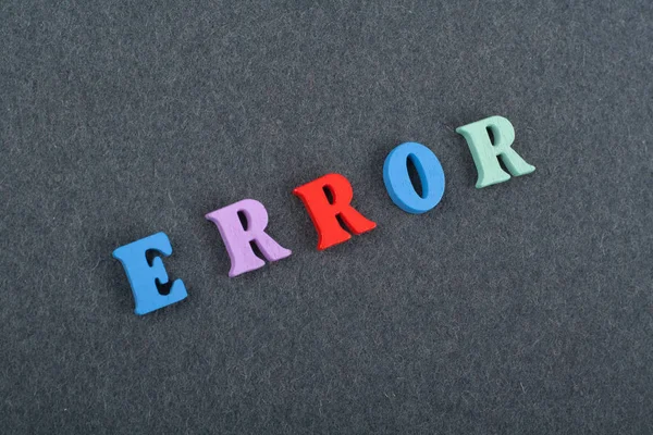 Error Word Black Board Background Composed Colorful Abc Alphabet Block — Stock Photo, Image