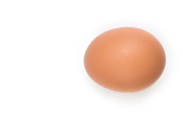 Telur Ayam Cokelat Tunggal Diisolasi Pada Putih — Stok Foto