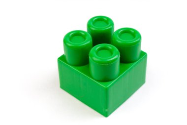 Plastik yapı taşları beyaz arka plan üzerinde izole--dan duvar. Kopya alanı ile Üstten Görünüm