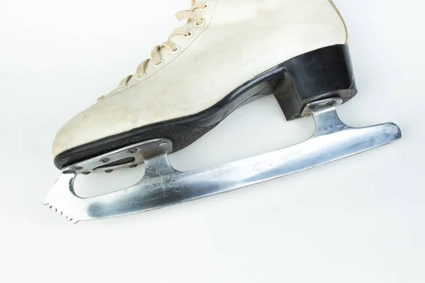 Pair Old Figure Ice Skates Isolated White Background Top View — Stock Photo, Image
