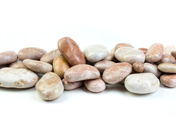 Small Sea Stones Isolated White Top View Copy Space — Stock Photo, Image