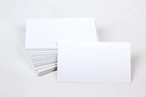 Mockup Cartões Visita Stack Fundo Papel Texturizado Branco — Fotografia de Stock