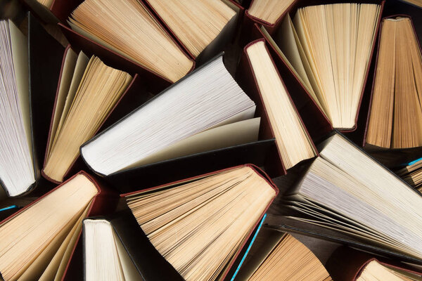 Background from old and used hardback books. Copy space for text.