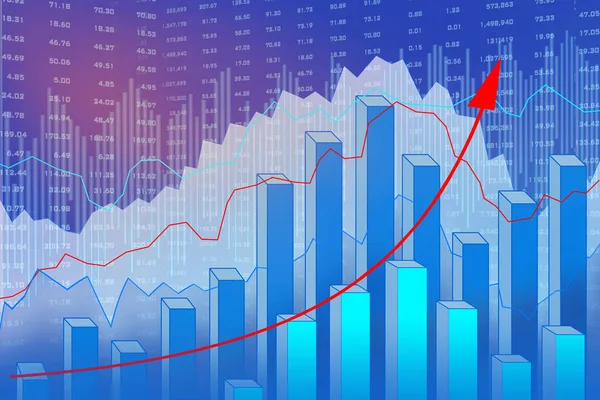 Şehir, Borsa ve finans ve bankacılık, yatırımlar, ticaret, grafik, Dijital ekonomi kavramı için sikke satırları grafik çift pozlama.