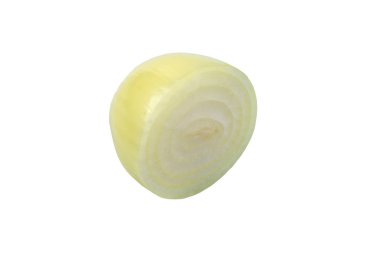 Soğan soğanı izole edilmiş. Beyaz arka planda soğan dilimi. Kırpma yolu ile. Tam alan derinliği