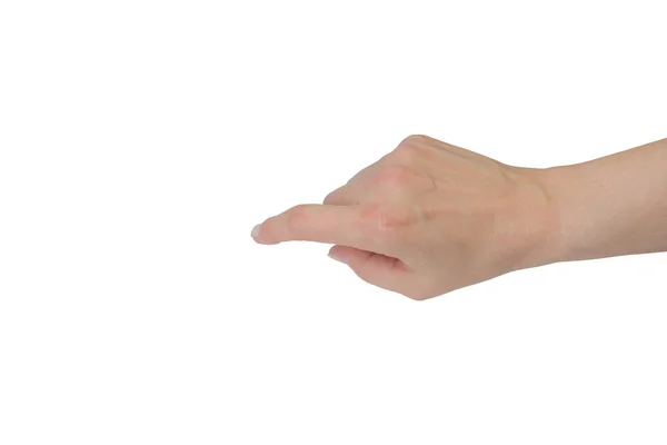 Vereinzelte weibliche Hand, die etwas berührt oder zeigt. — Stockfoto