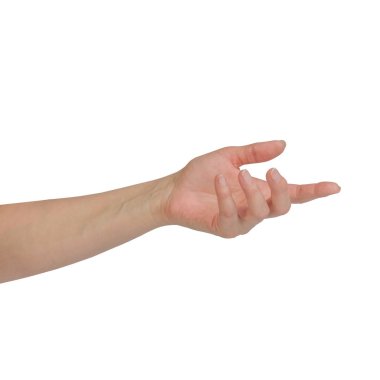 beyaz arka plan üzerinde izole güzel kadın el